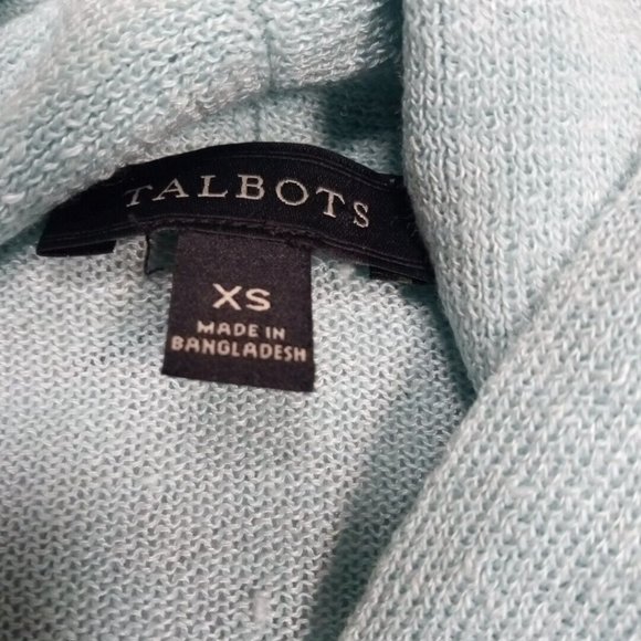 Talbots Womens Sweater Cardigan Blue XS Linen Open‎ Front Knit Pockets - Picture 11 of 11